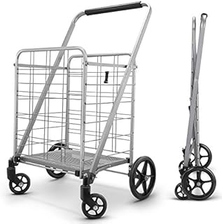 Newly Released Grocery Utility Flat Folding Shopping Cart with 360° Rolling Swivel Wheels Heavy