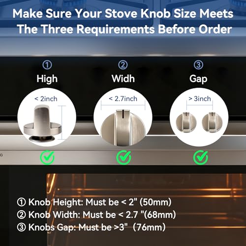 Stove Knob Safety Covers, 5Pcs Fits 90% Oven/Stove 5 Heat Alert Stickers Oven Knob Covers for Child Safety, 2nd Gen Kitchen Burner Childproofing, Gas Stove Knob Locks for Kid Baby Pet (Clear) - Image 3