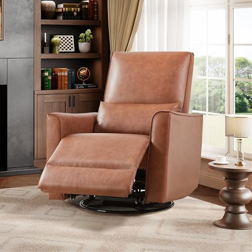 Sillón reclinable cuero sintético color camel miniatura 1