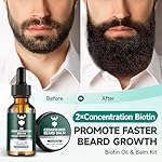 Beard Growth Kit - 2X Concentration Biotin for Men, Natural Argan, Jojoba Oils and Vitamins (Cedarwood) - Image 2