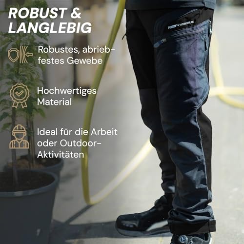 PUMA Workwear Pro-One Adventure Outdoor Wanderhose Herren - Ideal zum Klettern, Bergsteigen, Parkour und mehr – flexibel, verstärkt & strapazierfähig - Outdoor Hosen für Herren - Schwarz - M