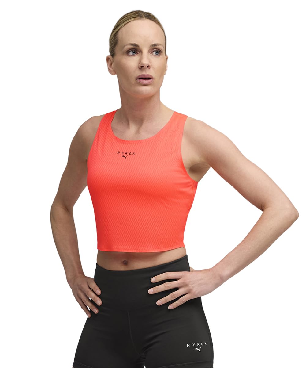Women, W HYROX ULTRASPUN CROP TANK, Glowing Red, XS, (52794023)