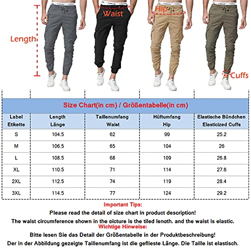 ZOEREA Homme Pantalon Cargo Sport Jogging Pantalons Multi Poches Ceinture Élastique Casual Activewear Long Pants Noir-Nouve,3XL - Image 7