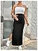 OYOANGLE Women's Maternity Skirt Textured High Waisted Side Split Pregnancy Bodycon Long Skirts Black Medium