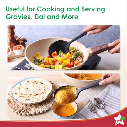 Image of Waterstone Silicon Spoon | Stainless Steel Core | Food Grade Silicone | Ideal Depth | Use for Cooking and Serving Gravies, Dals, etc. | Non-Stick, Flexible, Heat Resistant, Stylish Design