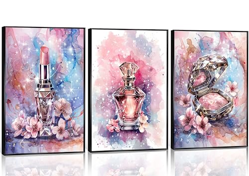 YKVDOROK 3Pcs Tween Teen Girls Bedroom Wall Art Youth Makeup
