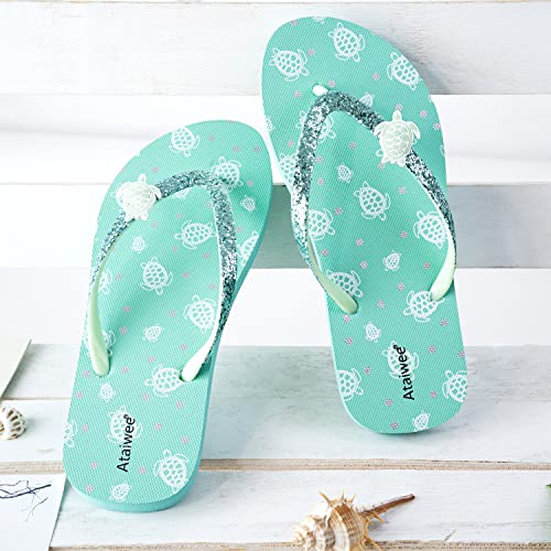 Ataiwee Girls Flip Flop Sandals - Little/Big Kids Slide Thong Beach Animal Fruit Printed Summer Water shoes.4