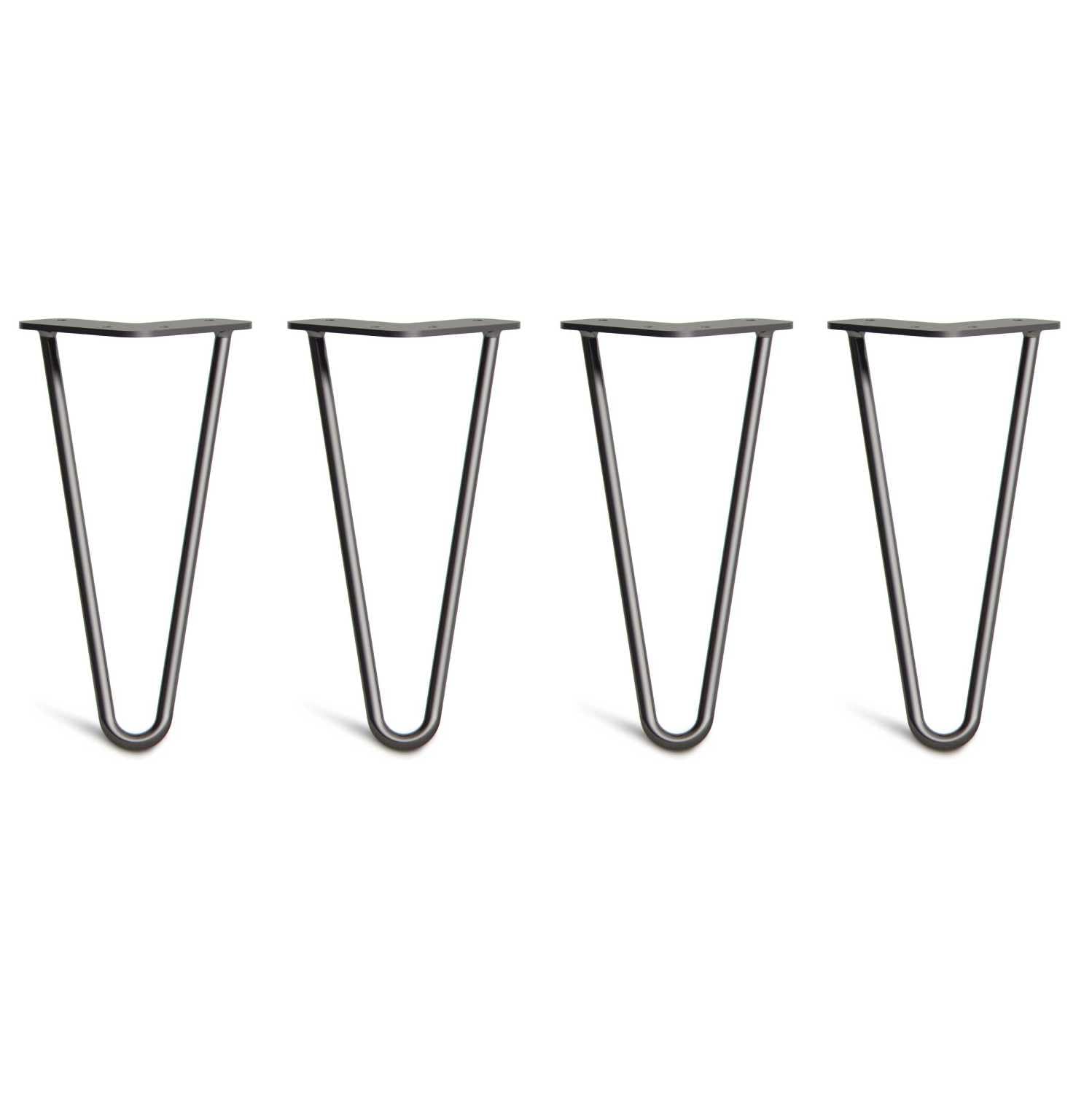 [HLC] 4 x Hairpin Table Legs – Superior Double Weld Steel Construction With Screws, Build Guide & Protector Feet Worth £8 Included! – 10mm Steel [10"/25cm,Black] — image 1