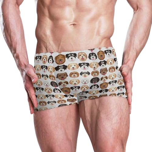 Cute Dog Puppy Pug Mens Swim Trunk Swimwear Bathing Suit Swim Brief Square Leg Board Short S B04041102