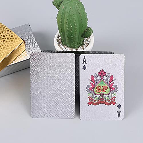 Premium Spielkarten, Pokerkarten, Schwarze Deluxe Spielkarten, wasserdichte Pokerkarten, waschbar und flexibel, hochwertiger Kunststoff (Silber) – Bild 6