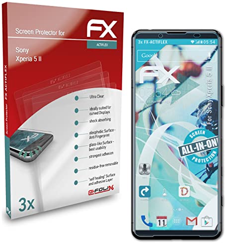 atFoliX Protecteur d'écran Compatible avec Sony Xperia 5 II Film Protecteur, Ultra Clair et Flexible FX Film Protection d'écran (3X)