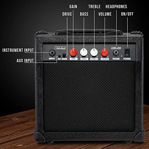 Lyxpro 39” Electric Telecaster Guitar Kit, 20 Watt Amp Speaker, Solid Full-Size Wood Body, C-Shape Neck, Quality Gear Tuners, 3-Way Switch & Volume/Tone Controls, 12 Picks And Cable Included - Black #TOP5