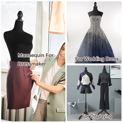 Hombour Dress Form With Detachable Black Fabric Cover, 52-67 Inch Height Adjustable Female Mannequin Torso With Tripod Base Stand For Sewing Dress Jewelry Display, White Model #TOP5
