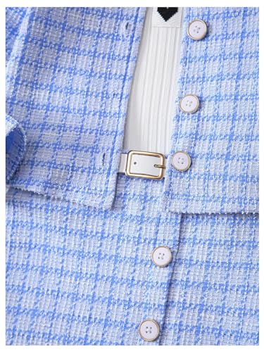 Image of Floerns Toddler Girl's 3 Piece Outfit Plaid Print Jacket with Belt Skirts Rib Knit Tank Top