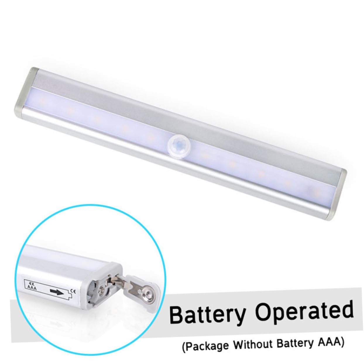 jojofuny 3pcs Battery-Powered Motion Sensor Led Cabinet Closet Light Cold Efficient Easy Install