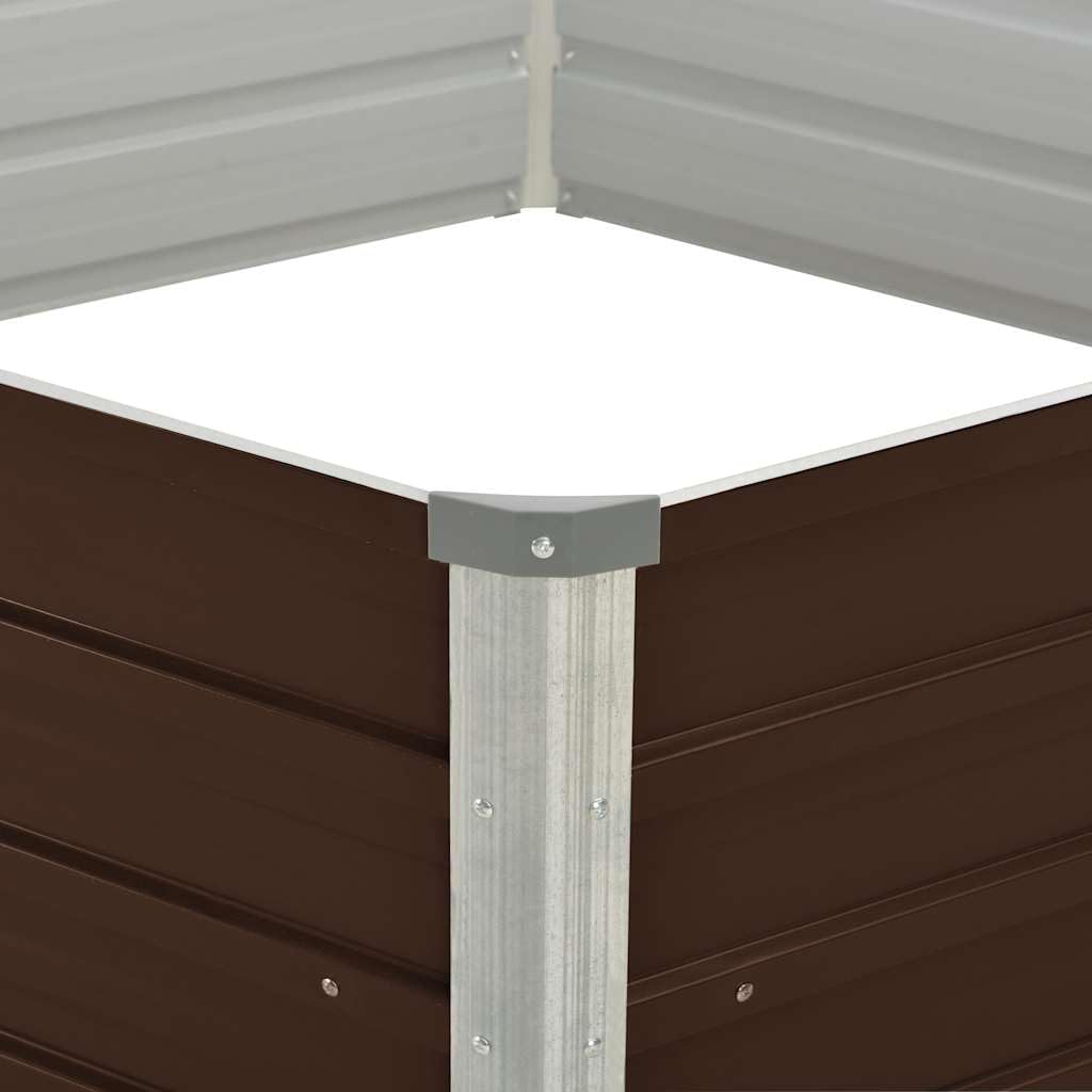 Mesa de Cultivo de Acero galvanizado marrón 129x129x45 cm Arriate Jardinera,Resistente y Duradera, para Vegetales, Hierbas y Jardín
