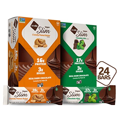 NuGo Slim Vegan Variety Crunchy Peanut Butter 12 bars & Chocolate
