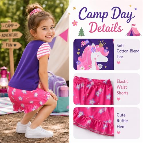 Image of VIKITA girls summer clothes toddler tshirts & shorts clothing sets cute birthday gifts for little kids