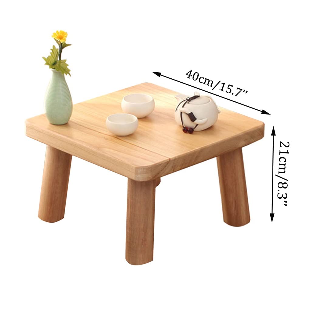 Tavolino da caffè piccolo in stile giapponese retrò – Tavolo basso Zen Tea | Tavolino quadrato con finestra a bovindo | Tavolino basso semplice per tatami