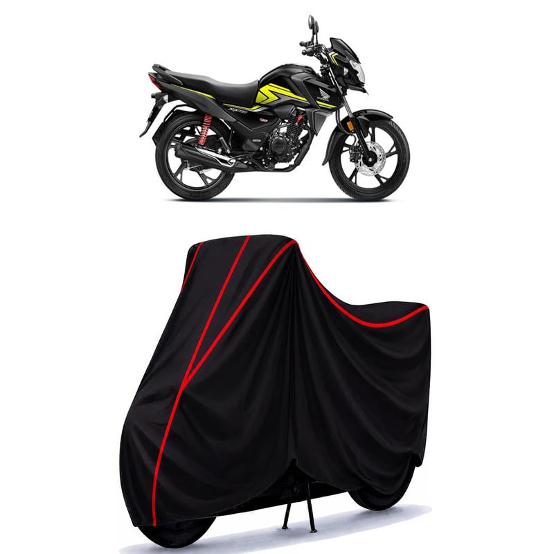 Image of SP 125 Drum Water Resistant Bike Cover for All Motorcycles & Rain | Heavy Duty Taffeta Fabric | UV Protection, Dustproof, Scratchproof | All Weather Two Wheeler Body Cover with Elastic Bottom