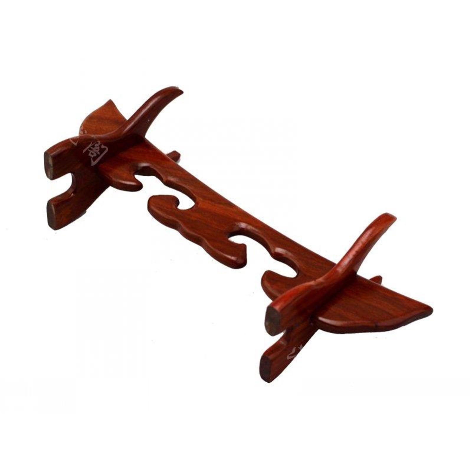 Redwood - Soporte de madera maciza para decoración de espadas, diseño de cuerno de vaca, base Hengcai (aprox. 24 cm, sándalo amarillo)