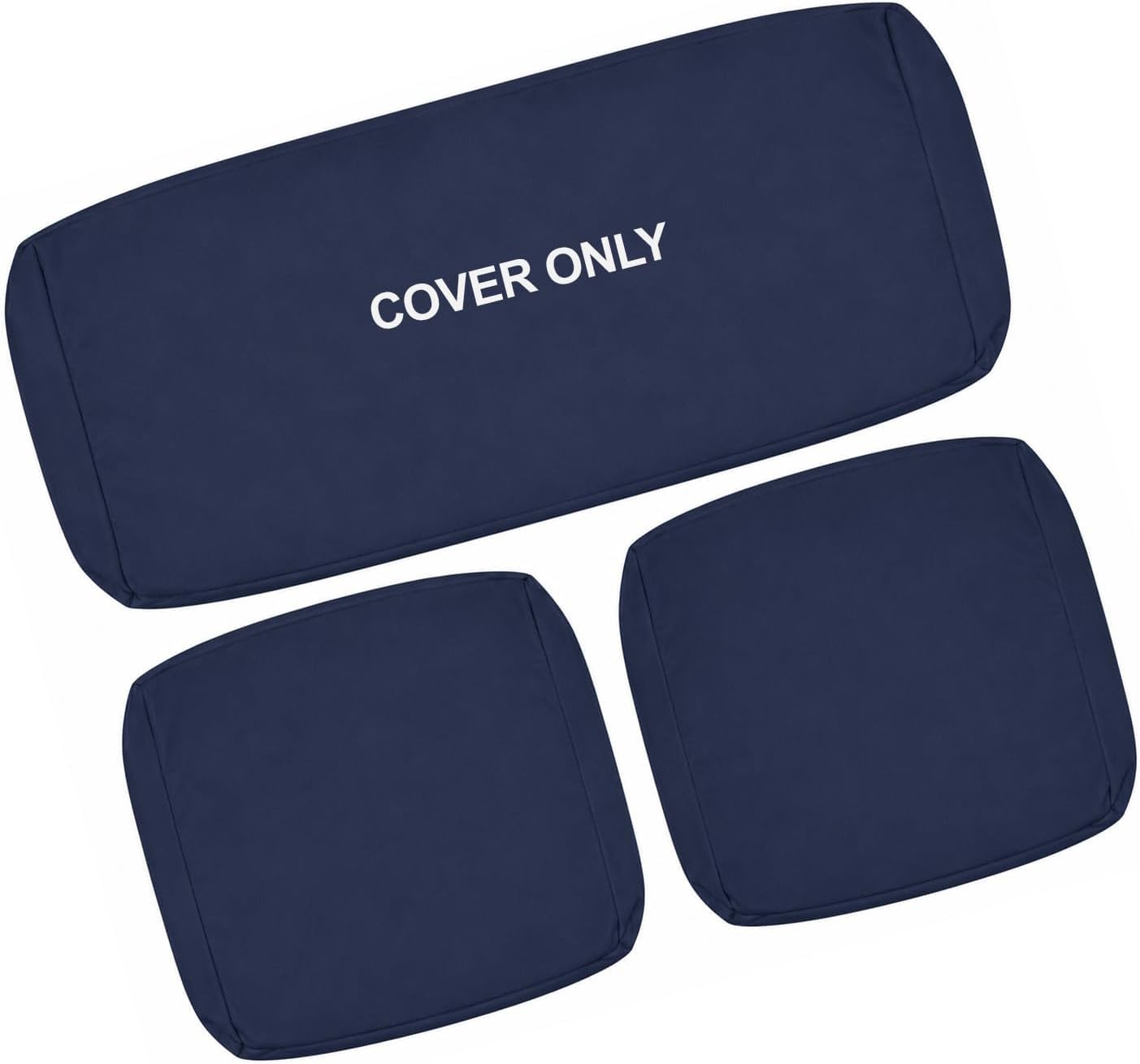 David & Amaya 3 Piece Garden Rattan Cushion COVER ONLY | Water Resistant Replacement Covers for Outdoor Sofa & Chair Cushions | Cover Only – FOAM Inserts & FURNITURE NOT Included (Navy) — image 1