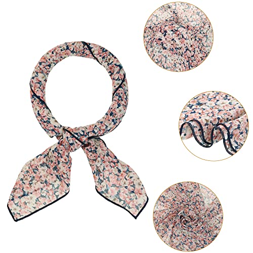 Allegra K Women Chiffon Scarves - 25.6" X25.6" - Floral Print Square Kerchief Neck Scarf Neckerchief4