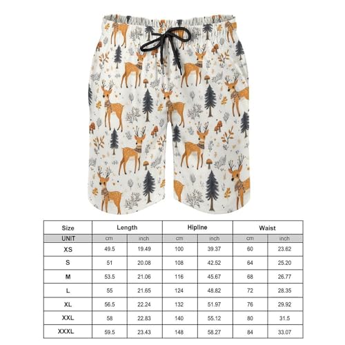 Hawaiian Shorts for Men - Comfy Forest Deer Mushroom Print Mens Swim Trunks Bathing Suits with Mesh Lining2