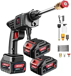 Lavadora Portátil de Alta Pressão 96V - 2 Baterias Recarregáveis + Maleta Kit Completo de Acessórios para Todo o Brasil Ideal para Limpeza de Carros Calçadas e Mais