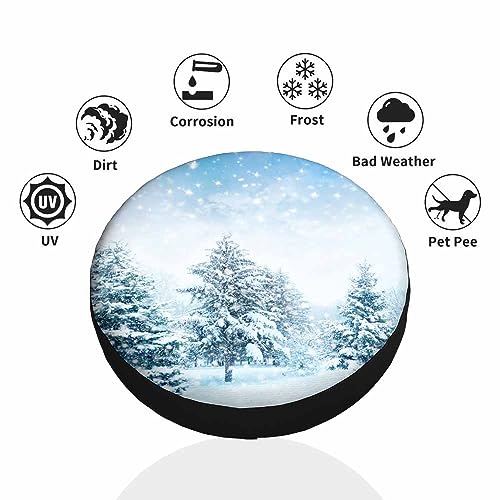 Image of Winter Snow Spare Tire Cover White Frost Covered Fir Trees Nature Wonderland Weatherproof Universal Wheel Protectors Camper Tire Covers for Trailer Rv Travel(17 inch)