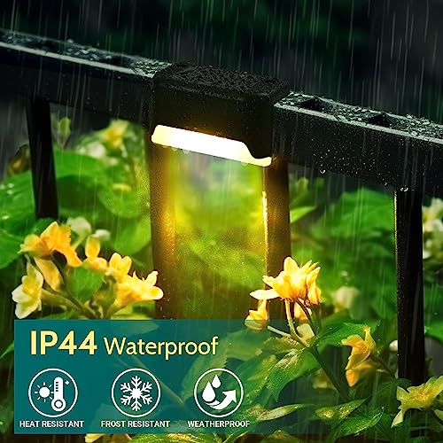 Solpex Lampade solari, 8 pezzi, luci solari per recinzione, impermeabili, per esterni, scale, recinzione, cortile, patio e sentiero (nero, bianco caldo)