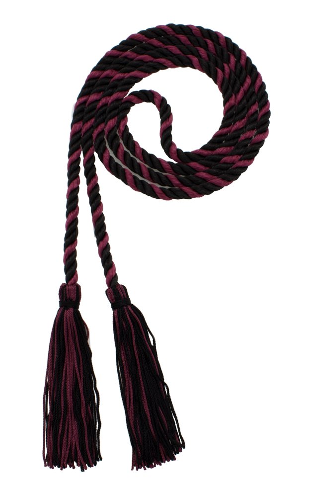 Tassel Depot Graduation Honor Cord - Black/Maroon - Every School Color Available - Made In Usa