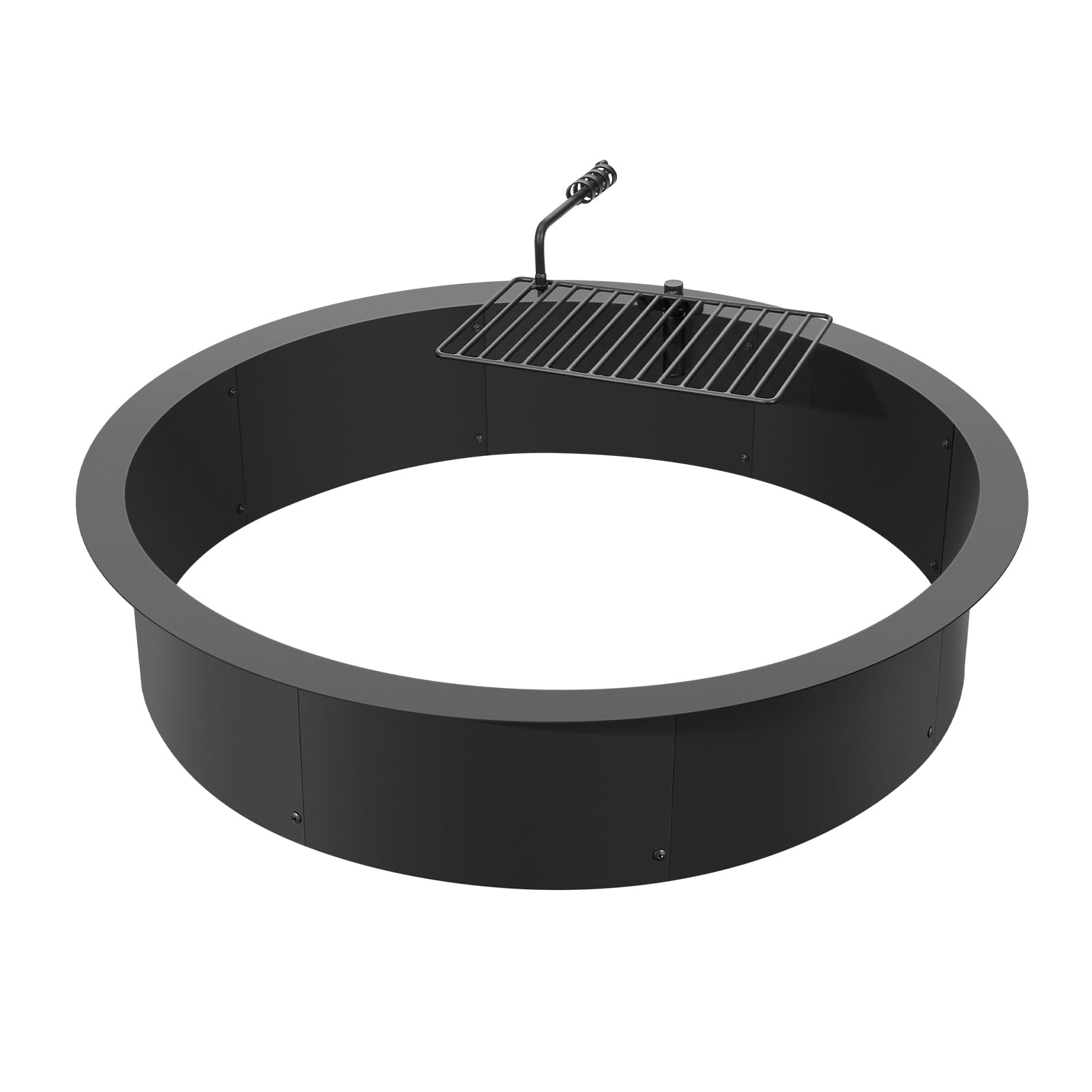VEVOR Aro para Hoguera con Parrilla para Barbacoa Diámetro Exterior 1016 mm, Diámetro Interior 914,4 mm, Altura 215,9 mm, Revestimiento de Acero al Carbono, Anillo para Fogata sobre o en el Suelo