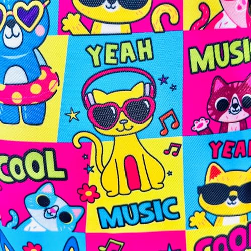Image of Cots and Cuddles 1pc Cool Cat Print Colourful Cross body Bags for Boys and Girls Kids School, Picnic, Return Gifts, Office