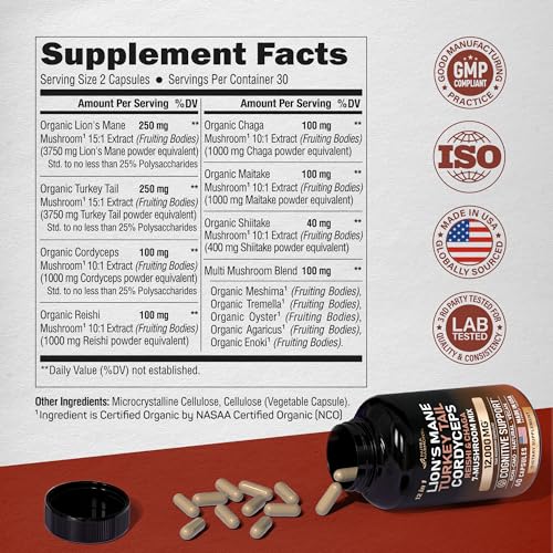 Nutraharmony Mushroom Supplement - Organic Lion'S Mane thumb #1