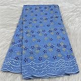 African Cotton Swiss Voile Lace Fabric Embroidery Lace Fabric 5 Yards Popular Dubai Style for Party Wedding. (Sky Blue)
