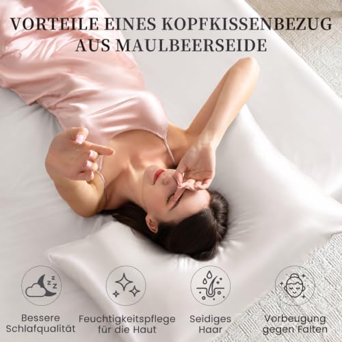 THXSILK 22 Momme Seide Kissenbezug - 100% Seide Kopfkissenbezug Sofakissenbezug Kinderwagen - Anti milben Reißverschluss Seidenkissenbezug… – Ansicht 3