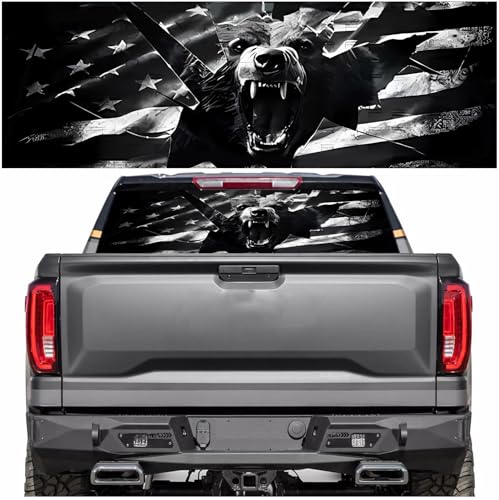 Image of Rear Window Decals for Trucks - 65x22 in Back Window American Flag Decals Fit Most Pickup Trucks SUV, Vinyl Back Window Decal Truck Rear Window Graphics for Personalized