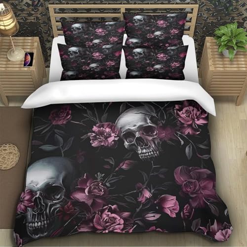 Linge de lit gothic skulls avec impression 3D haute définition en microfibre - 5