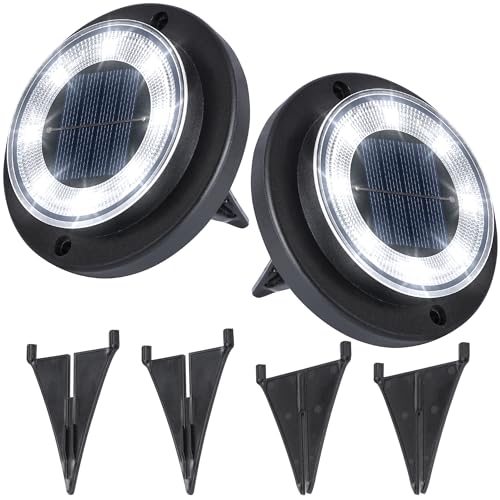 Solar Lights Outdoor Waterproof - Cool White 2 Pack 2-in-1 Ground Lights