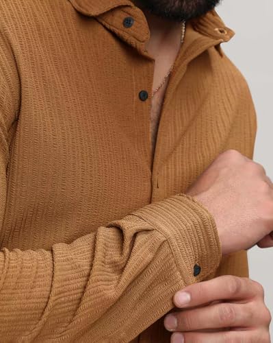 Image of Noble Monk Men's Regular Fit Casual Shirt |Full Sleeve| Polo Neck |Casual Shirts for Men