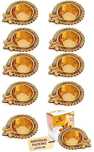 SATVIK 10 Pc Lakshmi Deepak for Diwali Decoration. Handmade Oil ...