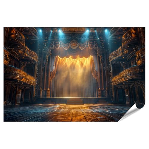 Poster de théâtre vide XXL éclairage doré et balcons décoratifs