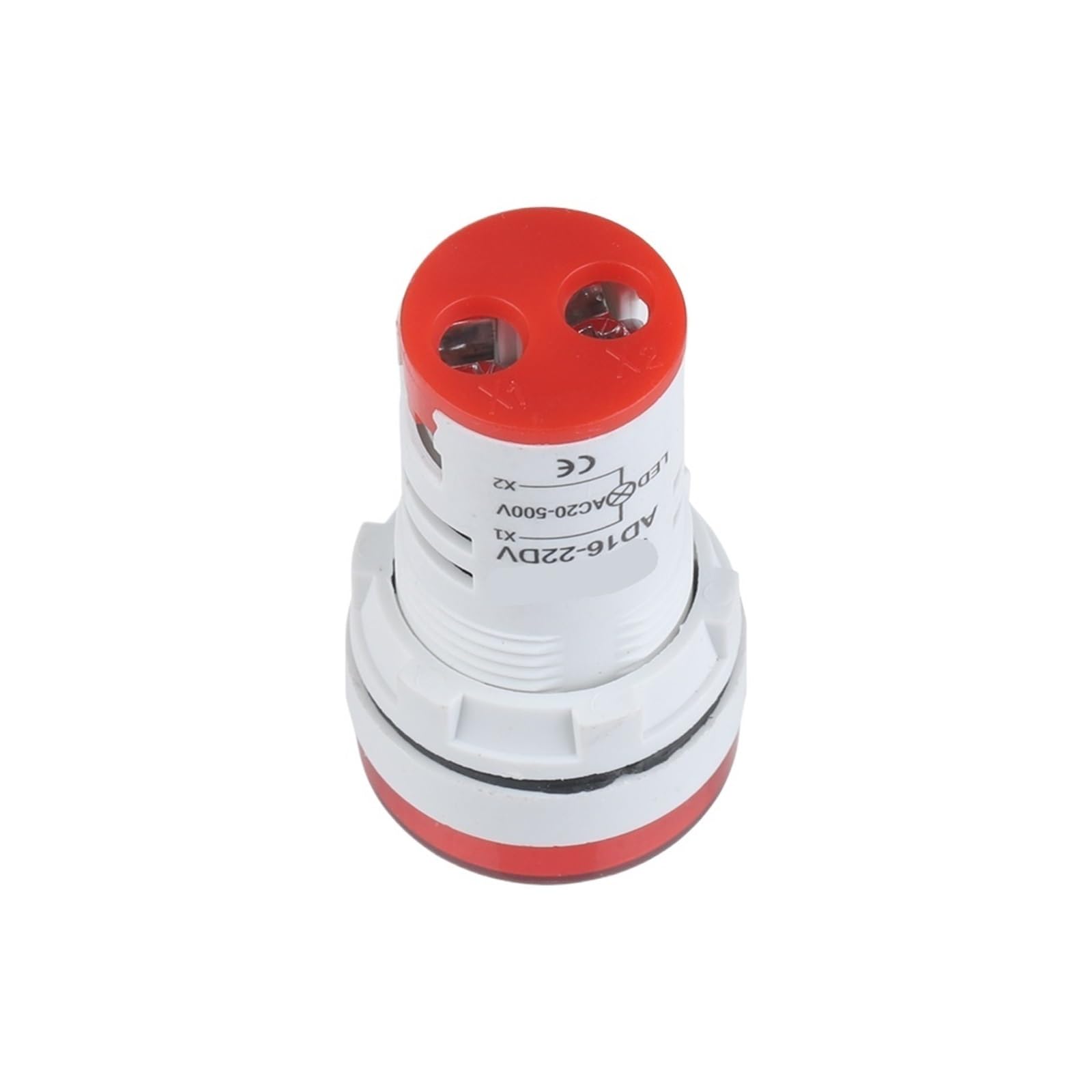 10 sztuk 22 mm Mini woltomierz cyfrowy okrągły AC 20-500 V tester napięcia miernik monitor zasilania monitor LED 5 kolorów (10 sztuk czerwony)