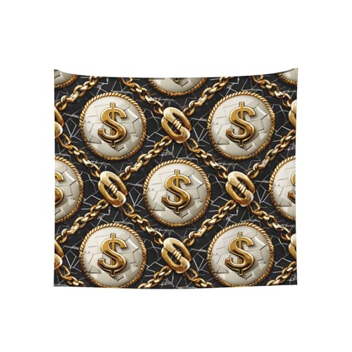 Tapisserie murale de luxe Dollar Signs dorée à l'esthétique soignée pour salon élégant