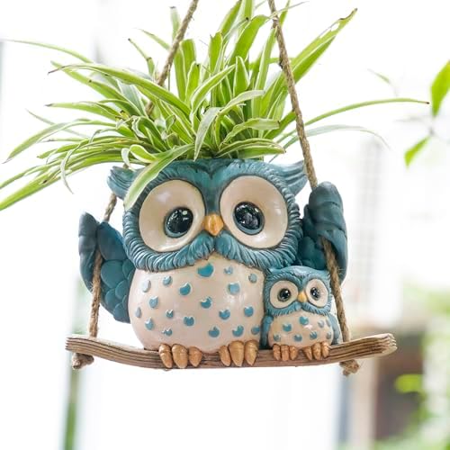 Swing Owl Hanging Planters for Indoor Plants, Cute Small Succulen...