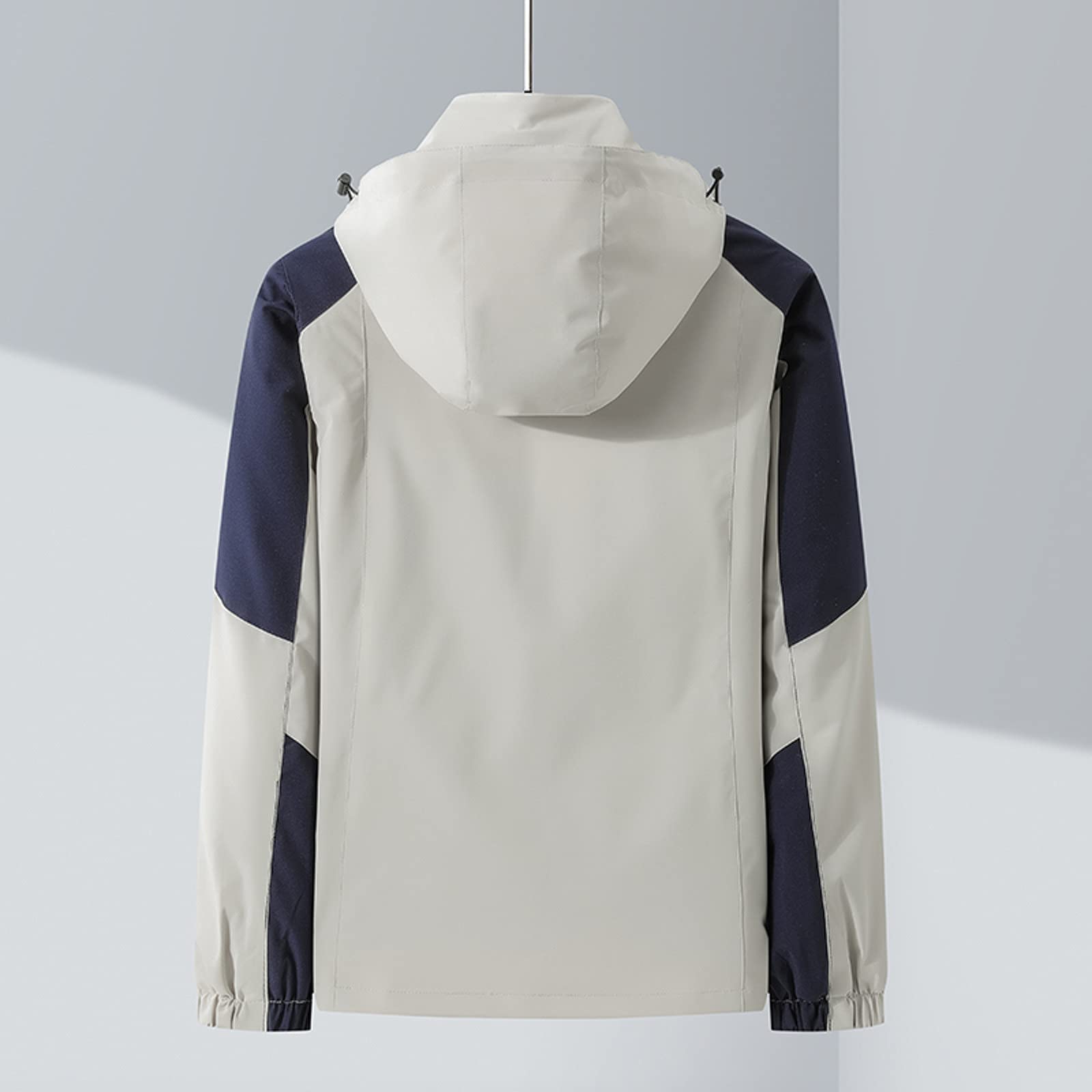 Chaqueta de lluvia para hombre, impermeable, cortavientos, compacta, plegable, ligera, chaqueta de ocio, cortavientos resistente, ideal para ciclismo y senderismo, Blanco, L