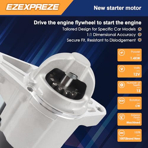 Image of Ezexpreze 19260 New Starter Compatible with Ford F-150, Transit-150, Transit-250, Transit-350, Mustang, Expedition & Lincoln Navigator, 12V 1.4KW 13 Teeth Clockwise, Replace# 410-48224, M0T39571ZC