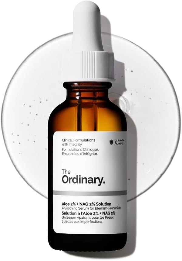 The Ordinary Solución de Aloe 2% + NAG 2%, Calma la Piel y Trata las Marcas Post-Acne, 1 Fl Oz (Pack de 1)