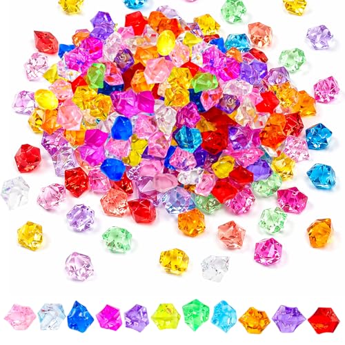 XIANGLONGY 300 Stück Acryl Diamanten Bunt Deko Edelsteine 14 mm Dekosteine für Sandkasten Spiel Schatzsuche Vasenfüller Tischdeko Heimdeko Aquarium und Party Deko